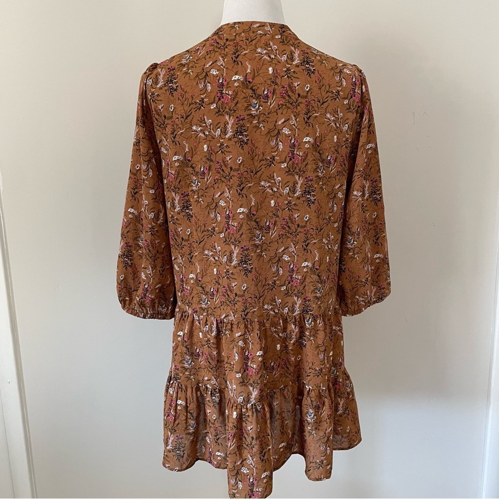Melloday Floral Boho Brown Women's Short Dress Size Medium - Picture 10 of 15